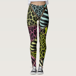 Leggings Poster de animal coloré - Leopard et Zebra