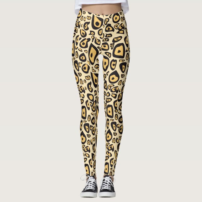 Leggings poster de animal Jaguar clair Jaune et orange  (Devant)