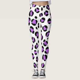 Leggings Poster de animal Léopard blanc violet