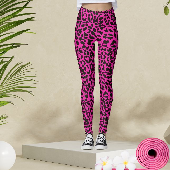Leggings Poster de animal léopard rose chaud (Créateur téléchargé)
