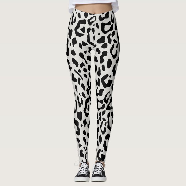Leggings Poster de animal moderne chic léopard de neige Mot (Devant)