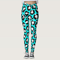 Poster de animal moderne Cyan Blue Leopard