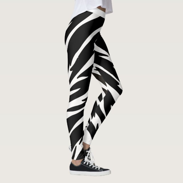 Leggings Poster de animal noir blanc Tiger rayures Motif (Droite)