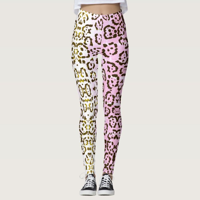 Leggings Poster de animal Pale Rose Cheetah Pop Art Chat (Devant)
