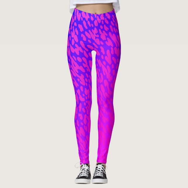 Leggings Poster de animal Safari moderne Girl Neon rose vio (Devant)