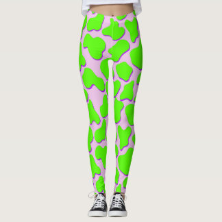 Leggings Posters de animaux de vache verte Neoncor