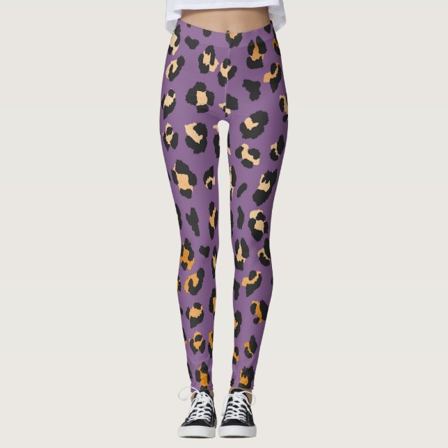 leggings posters de animaux violets (Devant)