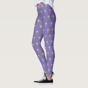 Leggings Pot de cactus mignon plante motif botanique en fle