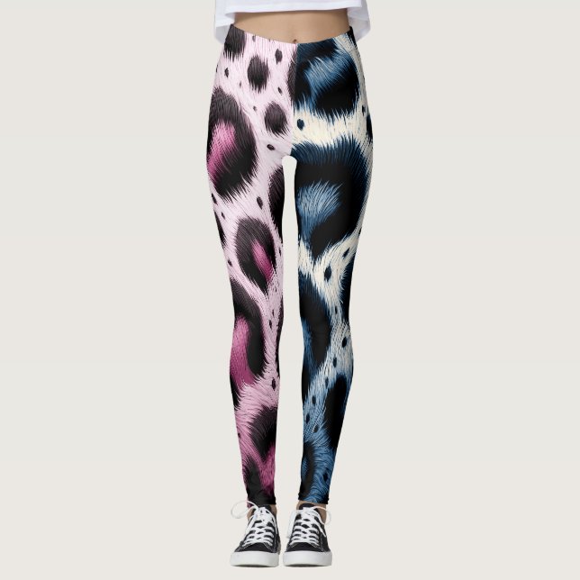 Leggings Pots Posters de animaux de fourrure de léopard ros (Devant)