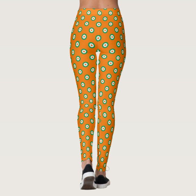 Leggings Pots vert/blanc/orange gais sur orange (Dos)