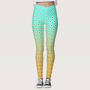 Leggings POUCE BLANC/Noir CUITE Sur Turquoise/Or