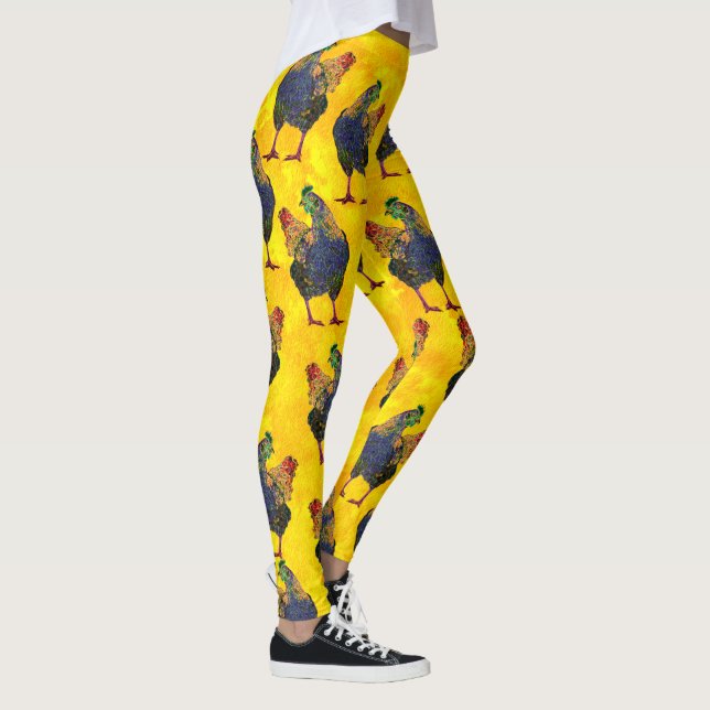 Leggings Poule colorée sur le jaune - guêtres (Droite)
