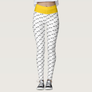 Leggings Poulet Soyez Fou ! Noir et blanc et pop jaune funk