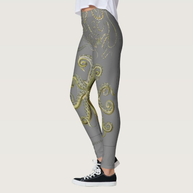 Leggings Poulpe, illustration de calmar, cru (Gauche)