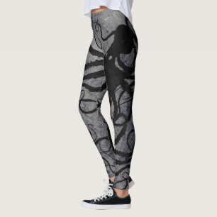 Leggings Poulpe noir sur le gris - guêtres