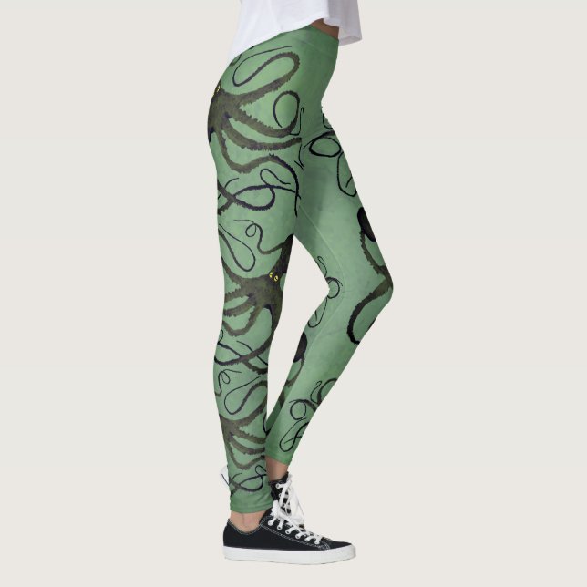 Leggings Poulpe sur la sauge - guêtres (Droite)