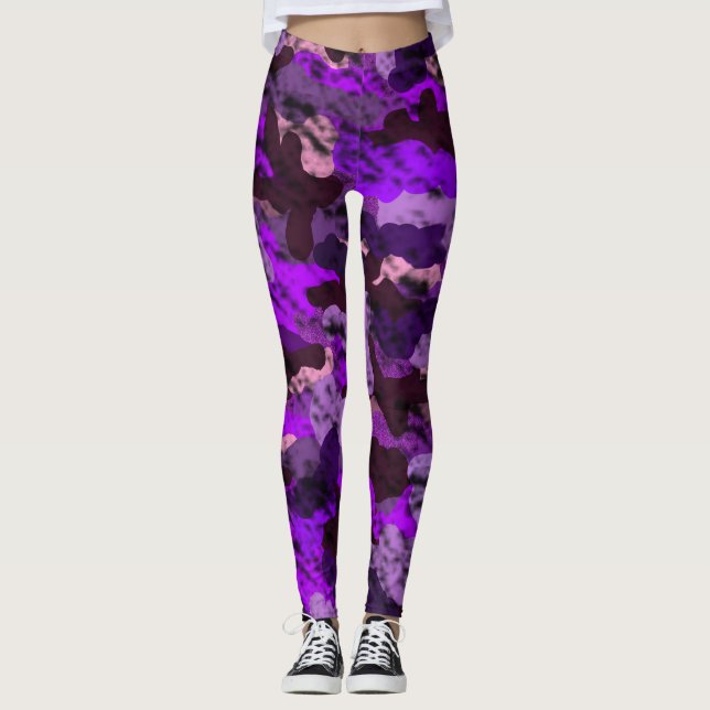 Leggings pour dames Camo violet (Devant)