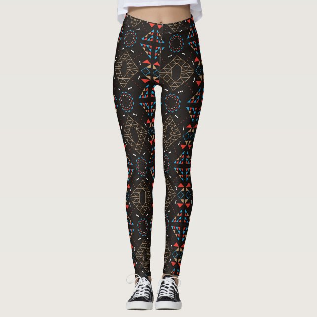Leggings pour femme aztèque Brown indienne (Devant)