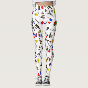 Leggings pour femmes à motif dessiné à la main sur