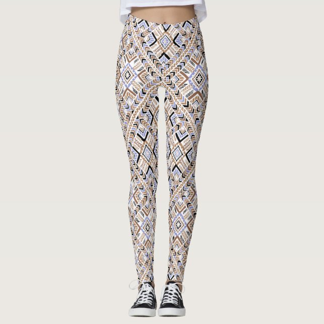 Leggings pour femmes à Motif multiple orange/bleu (Devant)