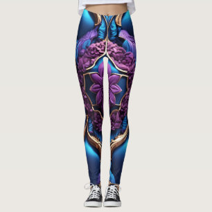 leggings pour femmes avec luxueux pattes bleu et v