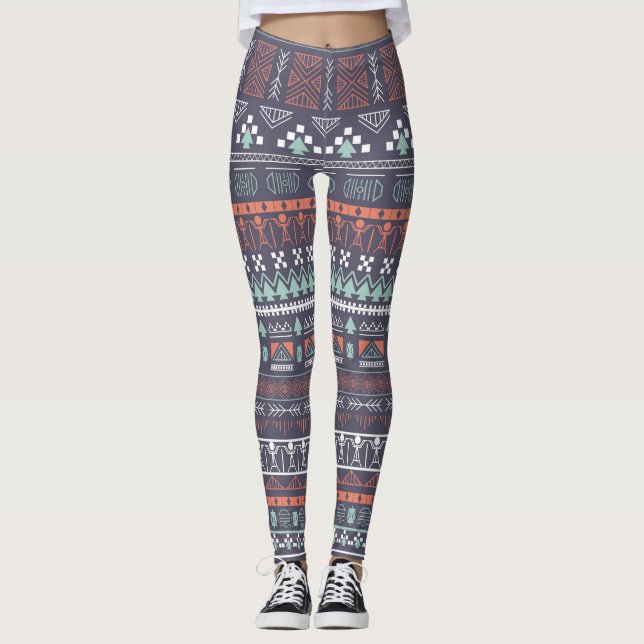 Leggings pour femmes Brown Aztec Multi Blend (Devant)