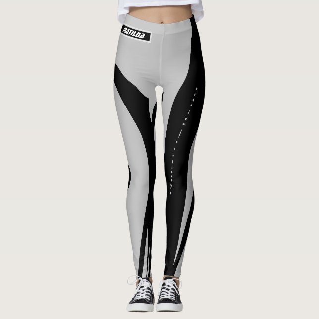 Leggings pour femmes gris-noir (Devant)