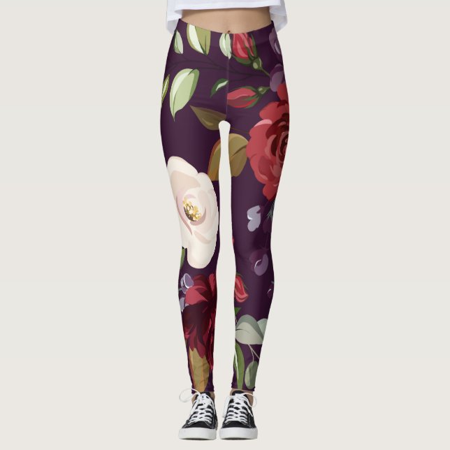 Leggings pour femmes Plum violet Rose or géométriq (Devant)