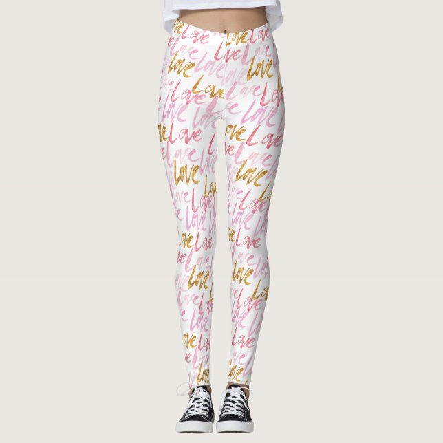 Leggings pour femmes Rose & Gold LOVE (Devant)