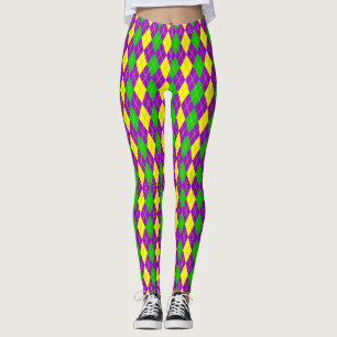 Leggings Pourpre à motifs de losanges de motif de mardi