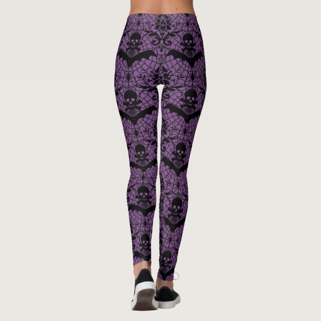 Leggings Pourpre de damassé de Halloween (Dos)