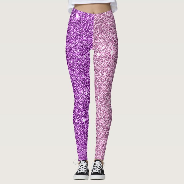 Leggings Pourpre+Le yoga rose d'Athleisure de parties (Devant)