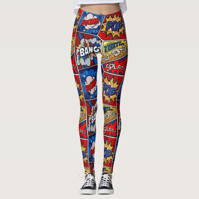 Leggings Pow Bang Boom ! Fun Super Hero (Devant)