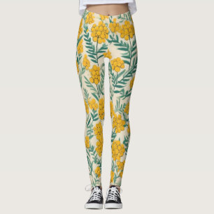 Leggings Pré d'or : Des floraisons de Tansy gaies