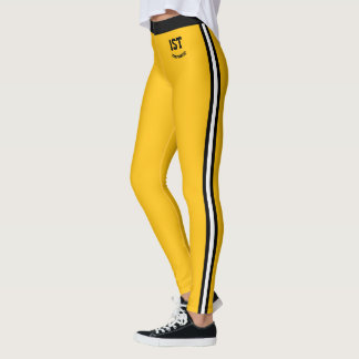 Leggings Premier Noël Mariés Nouveaux Mariés Jaune Rayé