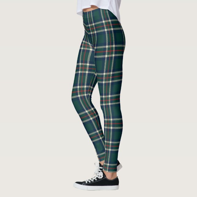Leggings Preppy Tartan Plaid Green Navy Christmas 