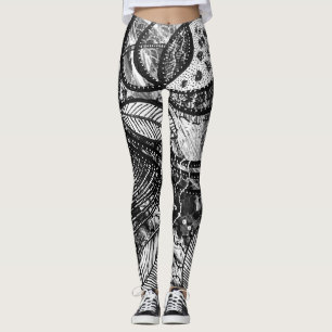 Leggings Presque partout 3 Peinture acrylique noir et blanc