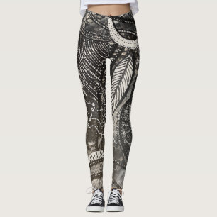 Leggings Presque partout 4 Peinture acrylique noire et blan