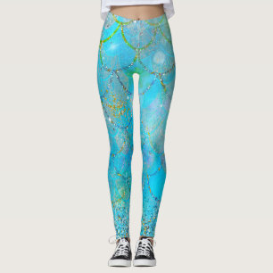 Leggings Pretty Iridescent Blue Shtoujours Mermaid Scales