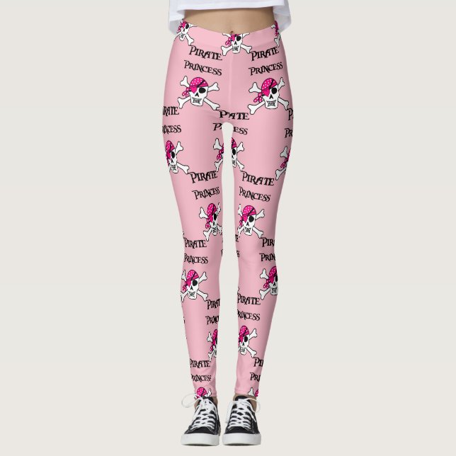 Leggings Princesse pirate au crâne rose (Devant)