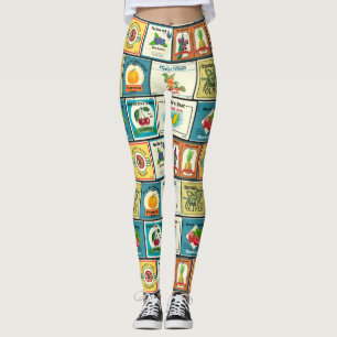 Leggings Produits vintages en conserve-étiquettes de fruits