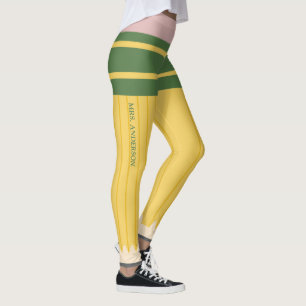 Leggings Professeurs de crayon d'école jaune personnalisé