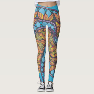 Leggings Psychédélique, doodle art, boho, design abstrait