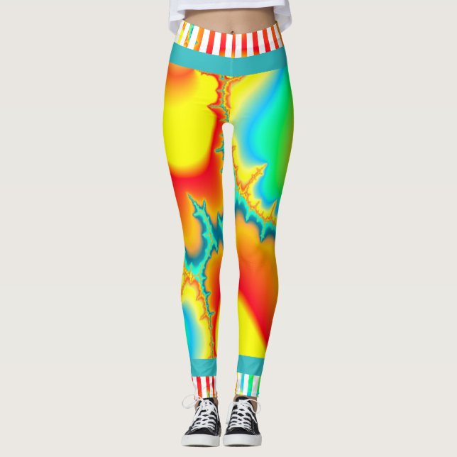 Leggings Psychédélique fractale coloré moderne (Devant)