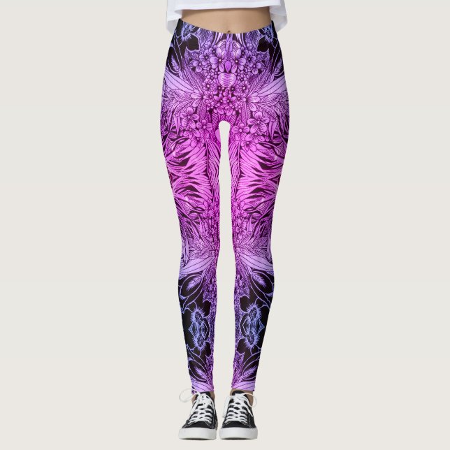 Leggings Psychédélique hawaïenne Jungle Tattoos modèle flor (Devant)