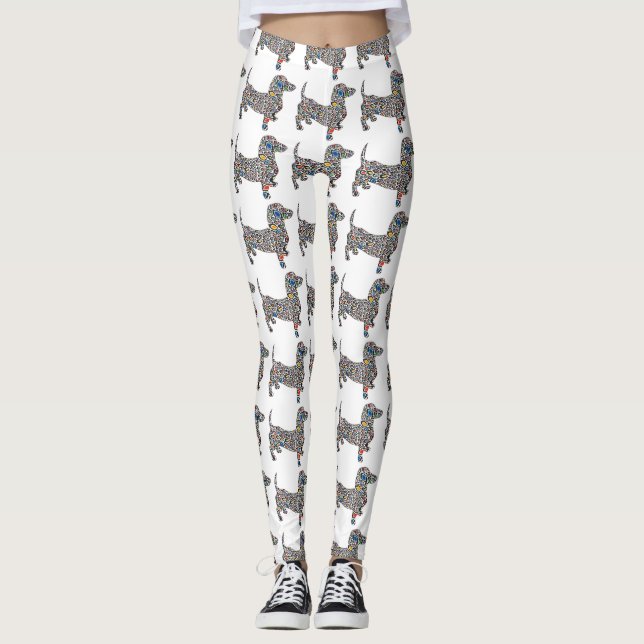 Leggings Psychedélique Zebra Dachshund (Devant)