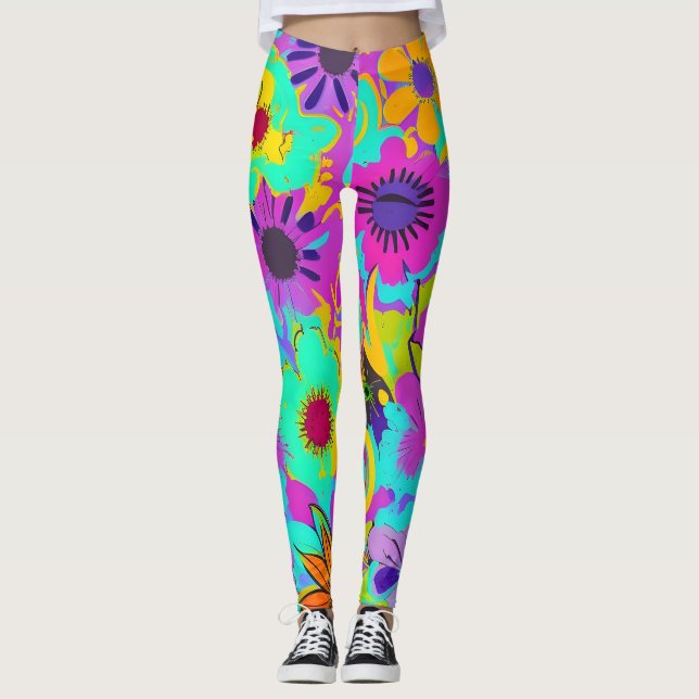Leggings Puissance Abstraite des fleurs (Devant)
