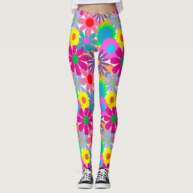 Leggings Puissance des fleurs des années 1970 (Devant)