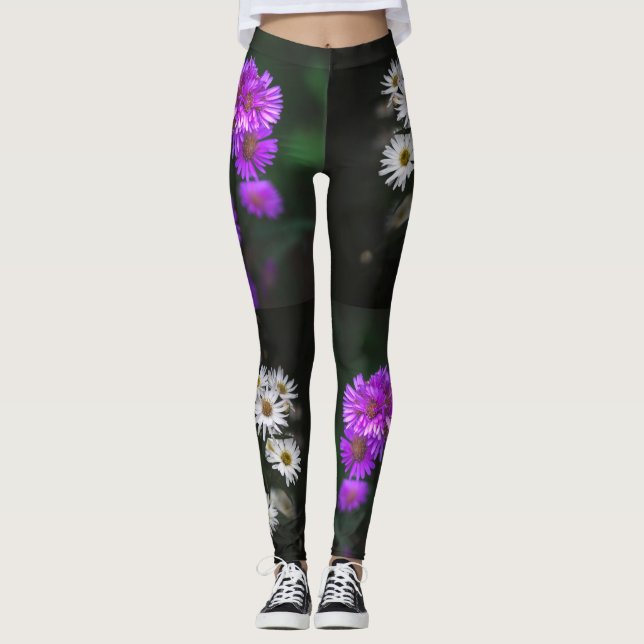 Leggings Purple and White Floral (Devant)