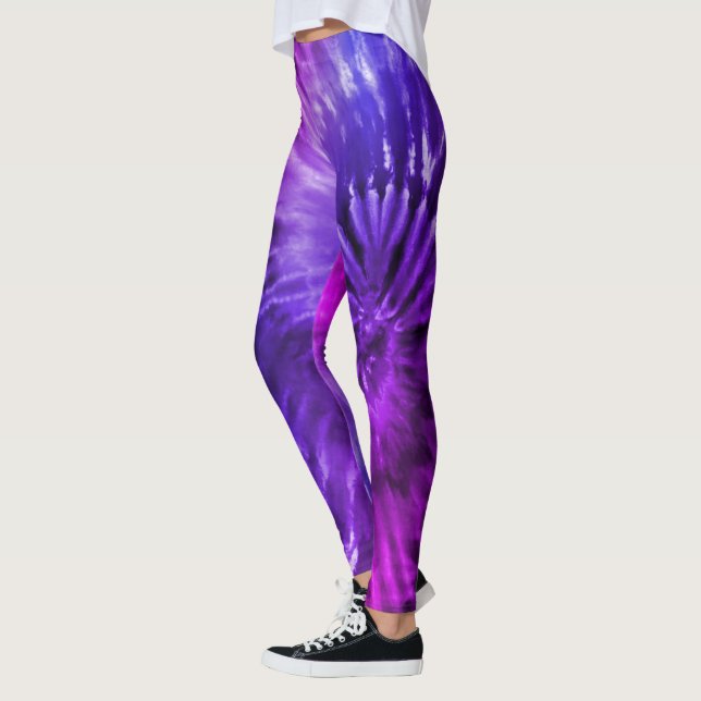Leggings Purple & Blue Psychedelic Starburst Tie Dye (Gauche)